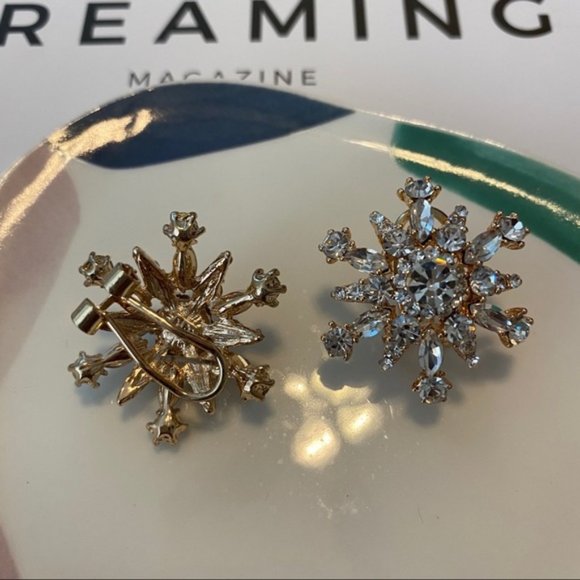 Diamond Snowflake Stud Earrings - Picture 3 of 6